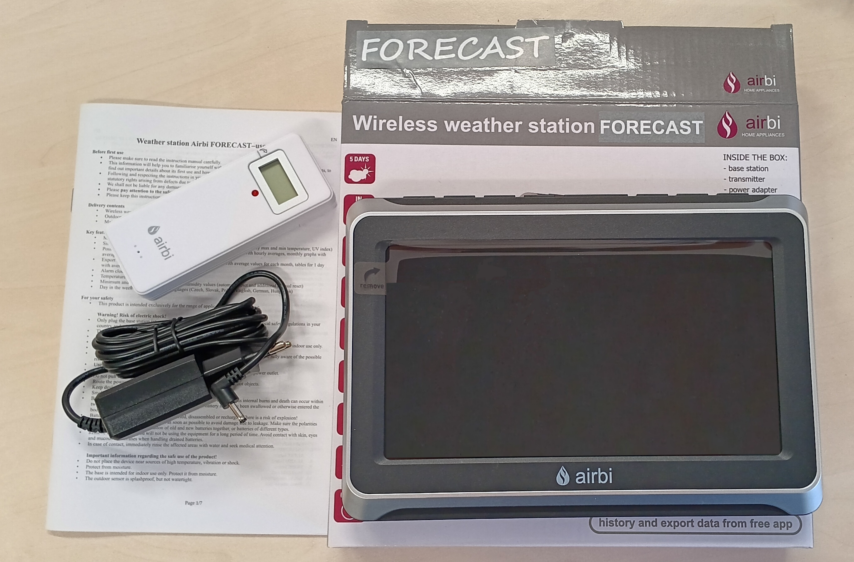 Unboxing the Airbi FORECAST weather station: package contents