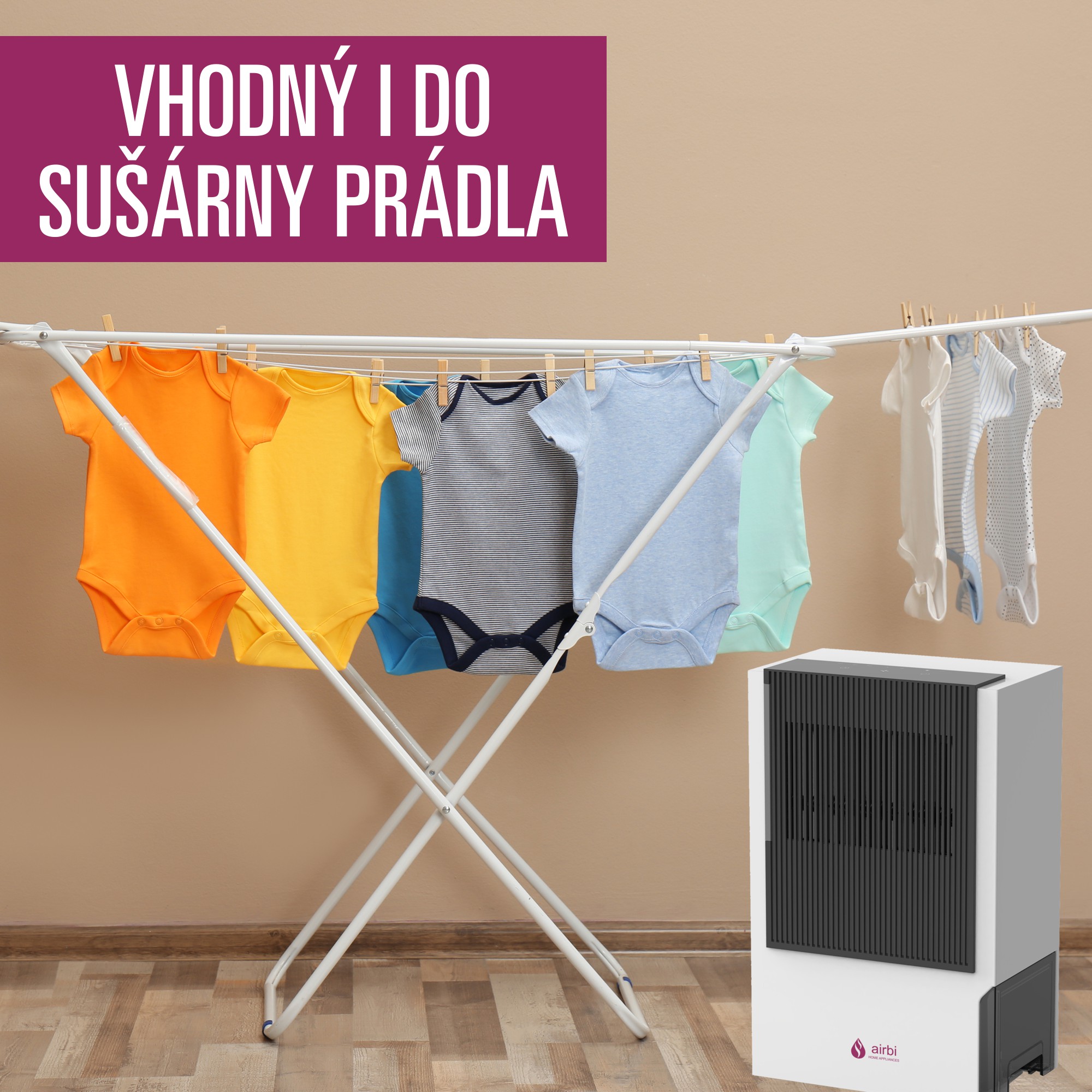 Odvlhčovač vzduchu v prádelně, sušárně prádla